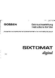 Gossen Sixtomat manual. Camera Instructions.